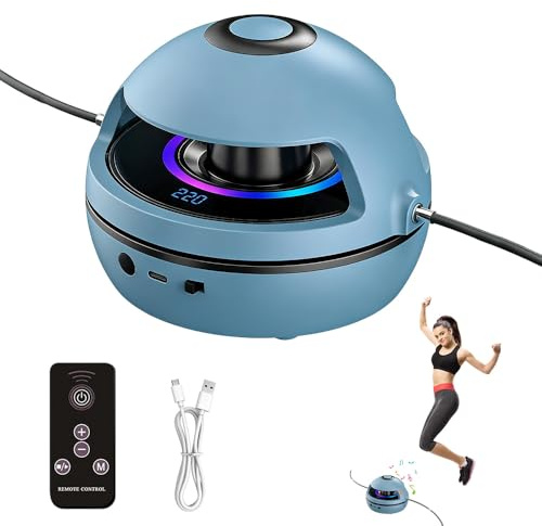 Elektronische Springseil, Smart Jump Rope Machine Mit Fernbedienung, Intelligente Sprungmaschine, Bluetooth Springseilmaschine Mit LED-Anzeigezähler, 1-10 Geschwindigkeitsstufe (Blau)