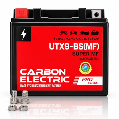 MotorradBatterie 9Ah YTX9-BS GEL Akku 12V – CarbonElectric Wartungsfrei für Motorrad Roller Quad ATV Scooter