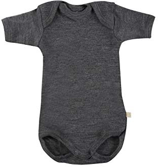 Dilling Baby Kurzarm Body aus 100% BIO-Merinowolle Dunkelgrau meliert 92