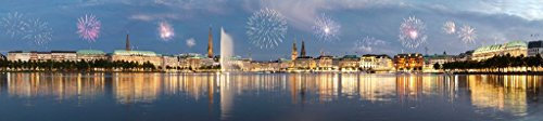 Pixblick - Feuerwerk in Hamburg - Hochwertiges Wandbild - Acrylglas 130 x 30 cm