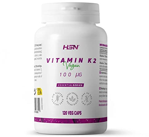 Vitamina K2 MK7 100 MCG | 120 Cápsulas Vegetales de Menaquinona 100% Natural de Natto | Con Vitamina C | No-GMO, Vegano, Sin Gluten