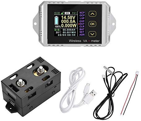 Multimeter DC Voltmeter, Wireless Farbe LCD Bildschirm DC Spannung Amperemeter Leistungsmesser Watt Tester, Elektrische Digital Spannung Tester(VAT-1300, 0-300A 0-100V)