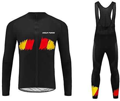 UGLY FROG Radtrikot Anzug Tarnung Bunt Outdoor Sports MTB männlich Gemütlich Radtrikot Langarm Herren Set Fahrradbekleidung Winter Thermo with Lange Hosen Gel Pad
