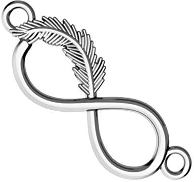 My-Bead 1 Stück Schmuckverbinder INFINITY Feder 22mm 925 Sterling Silber für Armbänder und Ketten Verbinder mit Ösen DIY