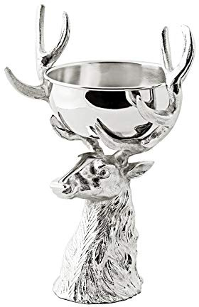 EDZARD Schale Richard (H 33 cm), Aluminium vernickelt, Hirschkopf-Design | Servierschale, Dekoschale, Obstschale, silberfarben, Schüsselschale für Deko & Speisen, Geschenkidee