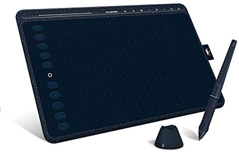HUION HS611 Graphics Drawing Tablet Android Supported Pen Tablet Tilt Function Battery-Free Stylus 8192 Pen Pressure with 8 Multimedia Keys 10 Express Keys and Touch Strip(Starry Blue)