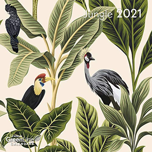 GreenLine Jungle 2021- Wand-Kalender - Mini-Broschürenkalender - 17,5x17,5 - 17,5x35 geöffnet