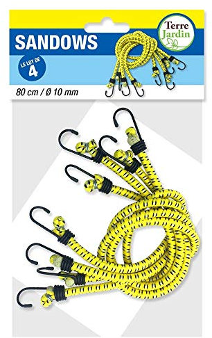 Sandow tendeur élastique 80cm avec Crochets - Lot de 4-10 mm - Noir