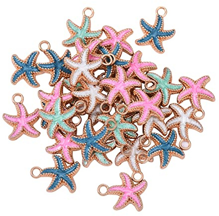 Airssory 50 pezzi pendenti smaltati in lega colorati ciondoli animali marini stelle marine sfusi per collana braccialetto creazione e creazione di gioielli - 18 mm