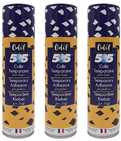 Odif - Colle Temporaire pour Tissu 505 en Spray - Idéale pour le Patchwork, Broderie et Couture - Sans Acide, Certifiée ECO PASSPORT OEKO-TEX - Fabriquée en France, Spray de 250 ml - Lot de 3