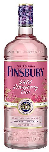 Finsbury Wild Strawberry Gin mit 37,5% vol. (1 x 1,0l) - Der Pink Premium Gin - Erdbeer und Himbeernoten - Perfekt mit Tonic und frischen Beeren