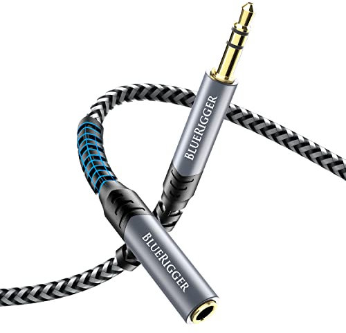 BlueRigger Headphone Extension Cable (3M, 24K Gold Plated Jack, Hi-Fi Sound, 3.5mm Male to Female Stereo Audio Cable) – Aux Cord for iPod, Laptops, Smartphones, Speakers, Tablets, Home Car Stereo