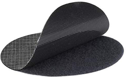 KLEBESHOP24 cintas adhesivas redondas de gancho y bucle extragrandes/negro, Ø 80 mm, 10 juegos