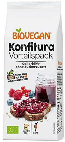 Biovegan Konfitura, Geliermittel in Bio Qualität ohne Zucker, rein pflanzlich mit Agar Agar, für Marmeladen, Fruchtaufstriche und Soßen, vegan und glutenfrei, 100g