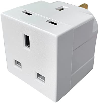 Adaptador de enchufe doble de 2 vías – Adaptador de enchufe de extensión de múltiples enchufes Extensiones de enchufe de 3 pines del Reino Un...