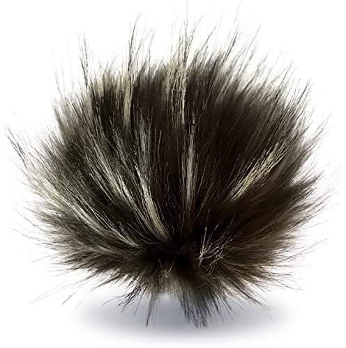 Wohnkult 10-12cm Kunstfell Bommel Pelzbommel Fellbommel Pompon Mützen Anhänger| 26 (Braun-Hellgrau-Schwarz)