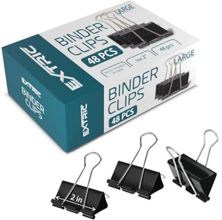Binder-Clips – 48 Stück große Binder-Clips, 5,1 cm, schwarze Papierklemmen, Aktenklammer für Zuhause, Büro und Schulbedarf