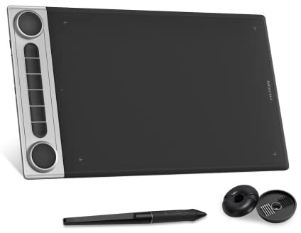 HUION Inspiroy Dial 2 Grafiktablett Bluetooth mit Dual Dial Controllern und 6 Programmierbaren Tasten Stifttablett, 10 x 6 Zoll Kabelloses Zeichentablett, Geeignet für MacOS, Windows, ChromeOS, Linux