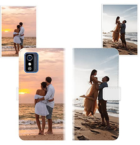 Sunrive Coque personnalisée Compatible avec ZTE Blade L9, Personnalisable avec Votre Propre Image,Photo,Texte,DIY Leather Housse Étui PU Cuir + Tour de Cou Telephone Universelle
