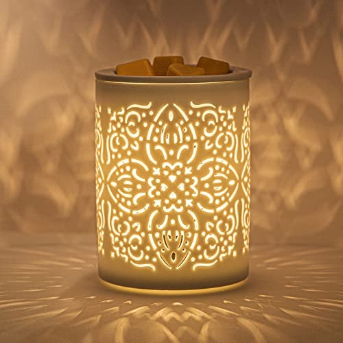 Earnest Living Wax Melt Burners Electric Wax Oil Burner for Essential Oil Wax Melts Scented Wax Cubes Home Fragrance Wax Melter Oil Burner Ceramic White for Aromatherapy Gift