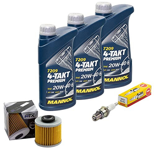 Wartungspaket Öl 3L + Ölfilter + Zündkerze für Yamaha XT 500 XT500 1U6 Baujahr 1976-1989