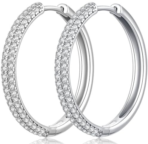 Creolen Silber 925 Damen Ohrringe Creolen Groß Silber Kreolen Hängende Ohrringe Weißgold