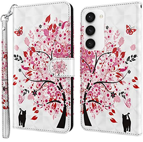 Rapuled Cover per Samsung Galaxy S23, Custodia a Libro per Samsung S23, Flip Caso in PU Pelle Premium Portafoglio Custodia con Slot Carte Protezione Magnetica [Interno TPU Antiurto] (Albero)