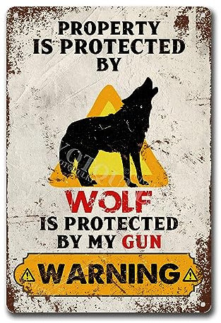 Warnschilder Wolf Aluminium Warnschild für Zuhause Geschäft Auffahrt Alarm Aluminium 20,3 x 30,5 cm