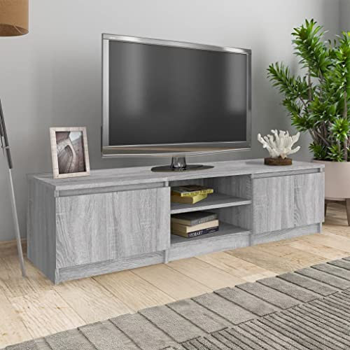 Higsose TV-Schrank 140x40x35,5cm Grau Sonoma,Holzwerkstoff,Fernsehschrank Holz,Wohnzimmer Möbel,TV Unterschrank,HiFi-Schrank,Gartenschrank