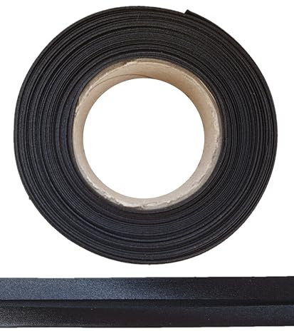 ME:NaMa Schrägband aus Polyester (Satin) - 10 m x 20 mm (gefalzt) - Hochwertiges Einfassband, Satinband, Schrägband - Ideal zum DIY-Nähen - In Belgien hergestellt, auf Einer Rolle (Schwarz)