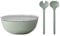 Mepal – Salat-Set Silueta – Servierschale mit Deckel (5000 ml) mit Salatbesteck (28,5 cm) – Outdoor-Serviergeschirr – Spülmaschinen- und mikrowellenfest – Kunststoff (PP, SAN, TPE) – Nordic Sage