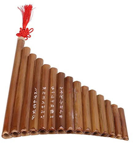Pan Flute, 15 Pipes G Tone Bamboo Pan Flute Professional Pan Pipes, Chinese Traditional Musical Instrument, with Carrying Bag for Beginners Learning Teaching