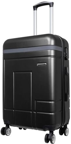 Trendyshop365 Koffer mittelgroß Hartschale Genf 67cm 60 Liter 4 Rollen Schwarz
