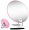 Miroir grossissant de voyage 20 x 15 cm avec support et ventouses – Grossissement de poche pour maquillage, rasage, nettoyage en profondeur – Comprend une pince à épiler