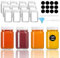 Kiswleon 12 Stück Shot Flaschen zum Befüllen,2oz/60ml Kleine Gläser mit Deckel,Kleine Glasflaschen zum Befüllen,Mini Ingwer Shot Flaschen mit Etiketten,Smoothie Flasche Für Ingwer Shot,Whisky