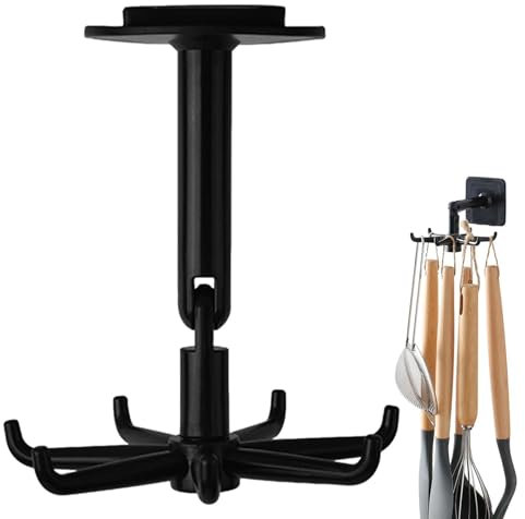 Hakenleiste Küche Ohne Bohren, Küchenutensilienhalter, Drehbarer Haken, 360 Grad Drehbare Klebehaken, 7 Haken, Zum Aufhängen Von Bis Zu 2 Kg Wandaufhängern, Wasser Und Ölbeständige, Robuste Haken