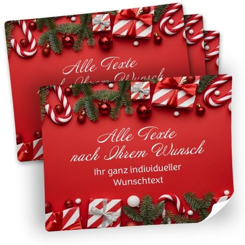 8 große Weihnachtsaufkleber mit Text personalisiert Frohe Weihnachten | weihnachtlich Geschenkaufkleber Geschenke Flaschenetiketten DIY Gruß rot