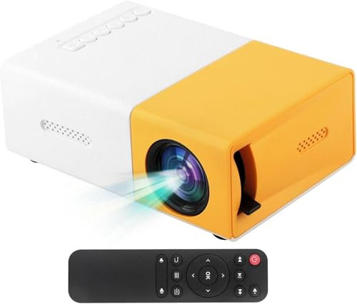 YG300 Mini Projecteur Portable Home Cinéma Smart TV Laser Beamer 3D Cinéma LED Vidéoprojecteur pour Film 4k 1080P Via Port HD (Jaune)
