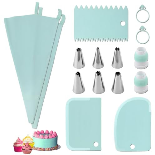 Kit Patisserie Complet 15 Pièces, Douilles Patisserie Kits, Décoration de Gâteaux Accessoires de Patisserie de Noël Poche à Douille en Silicone Réutilisable Ustensiles à Pâtisserie