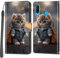 Salanheo Handyhülle für Huawei P30 Lite/Nova 4e Hülle, Magnetische Flip Stoßfeste Schutzhülle mit Standfunktion Kartenfächern Klapphülle Handytasche Katze