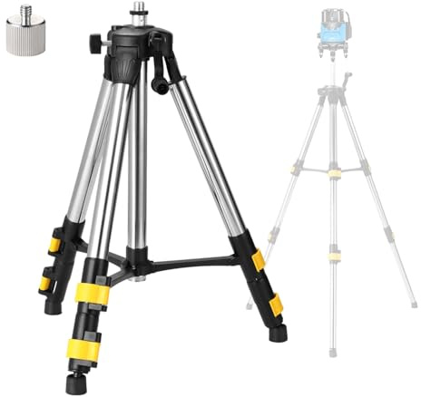 UVVRUR Laser-Stativ mit Höhenverstellung, 120 cm, 5/8 und 1/4 Gewinde, Edelstahl-Verlängerungsstangen 2 Farben