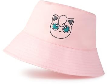 Pokémon Jigglypuff Rosa Eimerhut | Lässige Sonnenschutz-Kopfbedeckung für Damen | Klassischer Cartoon-Stil | Leichte Kappe in Einheitsgröße