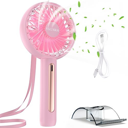 VKUSRA Handventilator Tragbarer Mini Ventilator mit 4 Windgeschwindigkeit und Aufladbarem Akku, USB Ventilator Hand Ventilatoren für Reisen, Büro, Zuhause, Draußen, Innen