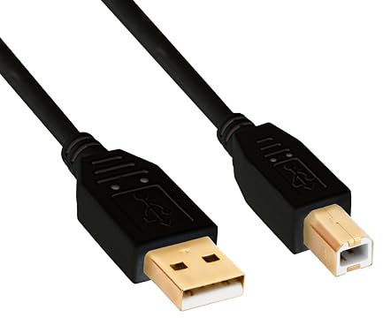 BIGtec 1,8m Druckerkabel USB Kabel A/B Datenkabel A-Stecker zu B-Stecker vergoldet Datenkabel für Drucker Scanner Festplattengehäuse externe Festplatten schwarz