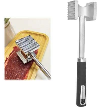 Hongoen 1 PCS Fleischklopfer,Fleischklopfer Edelstahl,Fleischklopfer Doppelseitig Antihaft Schnitzelklopfer, Fleischhammer,Fleischklopfer Spülmaschinenfest,Plattiereisen,für Steak Schnitzel Koteletts