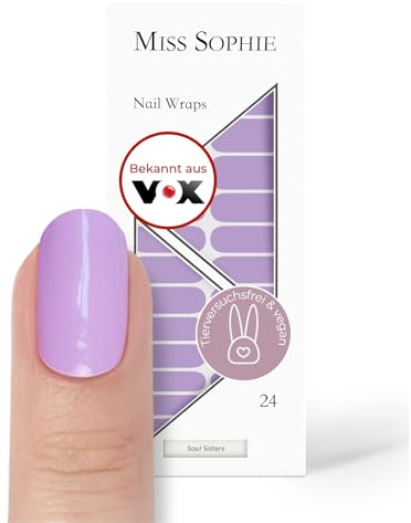 Original Miss Sophie Nagelfolien Soul Sisters I 24 ultra-dünne Nagellack-Streifen I Einfarbige Nagelaufkleber für Finger- & Fußnägel I Schnelle & einfache Anwendung I Bis zu 3 Wochen Halt