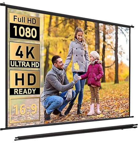 INMOZATA Projector Screen 100inch/227x131cm Wall & Ceiling Mounted Projection Screen with 16:9 Ratio Matte White Screen & Ambient Light Rejecting Movie Screen for Home Theater School Outdoor Indoor