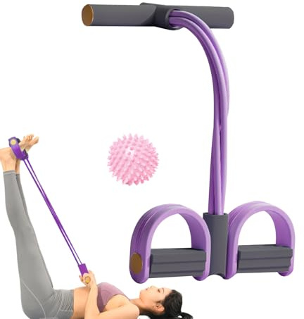 Qfdiwr Spannseil für Pedale mit 4 elastischen Rohren, 26,5 x 4 cm, 6 cm, rutschfest, Pedal-Widerstandsband mit Griff, Trainingsgerät für Krafttraining von Armen und Beinen