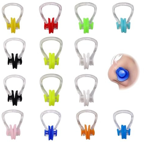 Icyowls 14 pièces Pince-Nez Natation Pince-Nez pour Adultes et Enfants – Pince-Nez Anti-dérapant en Silicone Souple, Design Ergonomique, Confortable & respectueux de la Peau, Polyvalent