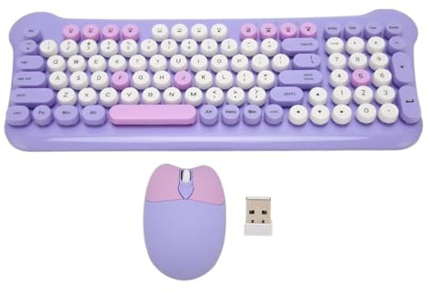 WUTIANBAO Keyboard And Mouse Set Desktop Keyboard And Mouse Combo Cute 98 Keys For PC Laptops Desktops Ergonomic Design(Pink)